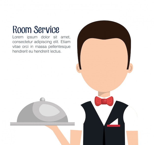 Illustration of a Hotel Room Service Staff Member Serving Food | Jiffy ...