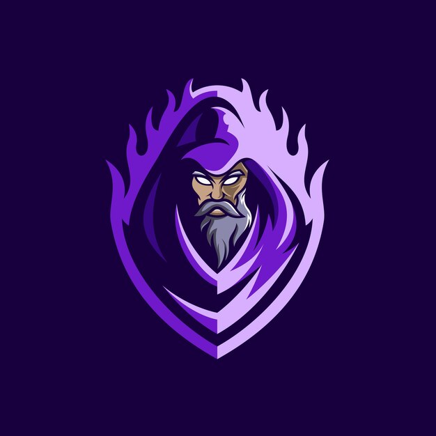Fierce Warrior Emblem with Fiery Purple Flames | Jiffy Designs