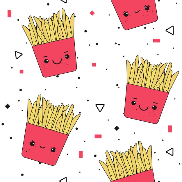 Cheerful Fries Collection: Playful Kawaii Patterns and Designs | Jiffy ...
