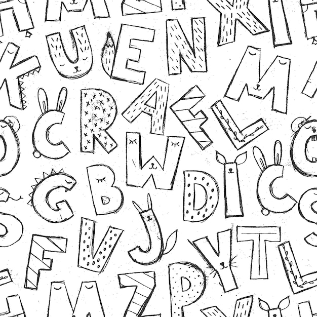 Playful Doodle Alphabet with Whimsical Shapes and Patterns | Jiffy Designs