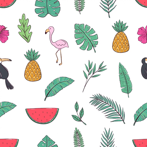 Vibrant Tropical Leaves and Fruit Pattern | Jiffy Designs