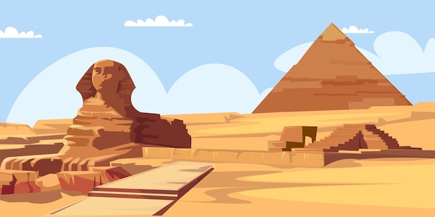 Majestic Sphinx and Pyramids in the Arid Desert Landscape | Jiffy Designs