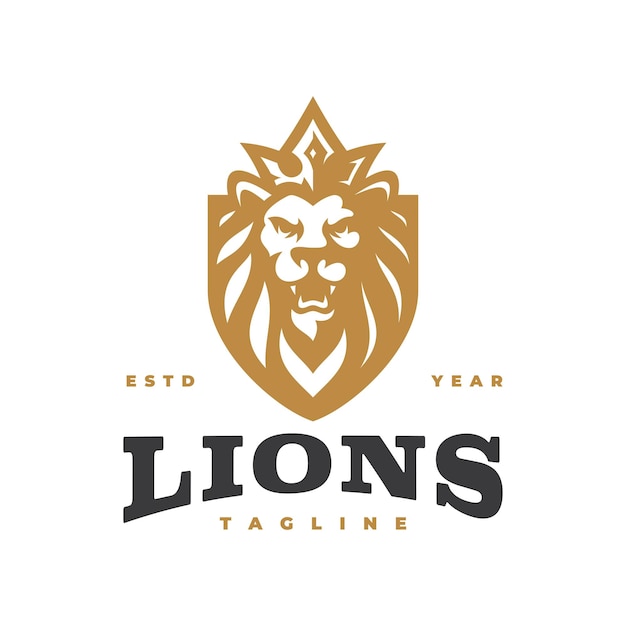 Majestic Gold Lion Emblem with Vintage Flair | Jiffy Designs