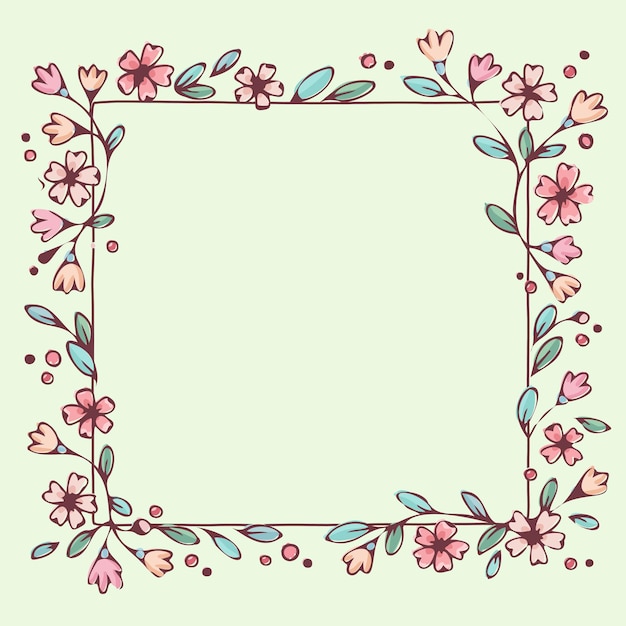 Delicate Floral Frame with Vines and Blooms | Jiffy Designs