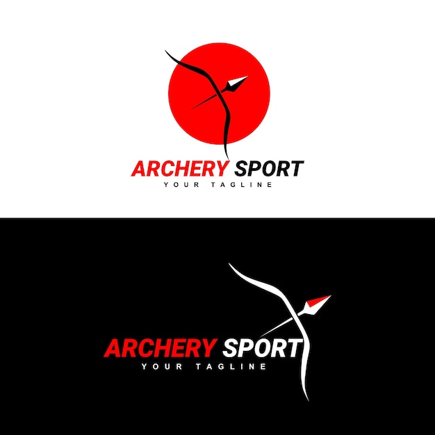 Archery Competition Logo with Bow and Red Sun Emblem | Jiffy Designs
