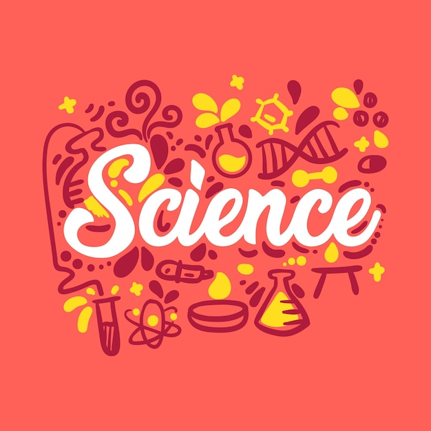 Vibrant Science-Themed Typography Art with Playful Illustrations ...
