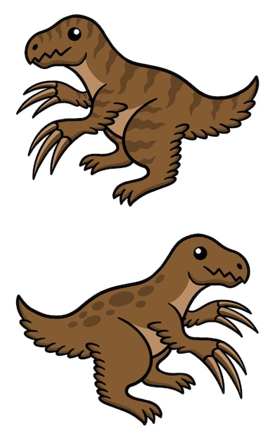 Fierce Raptor Duo: Prehistoric Predators in Vibrant Illustration ...