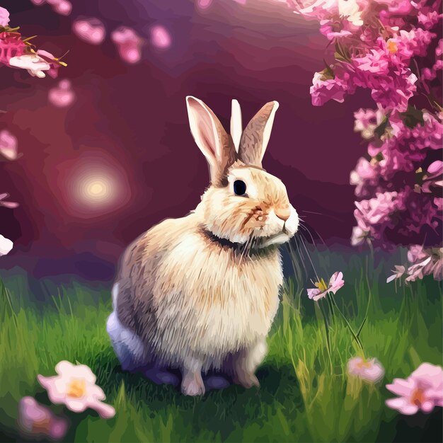 Enchanting Rabbit Amidst Blooming Cherry Blossoms | Jiffy Designs