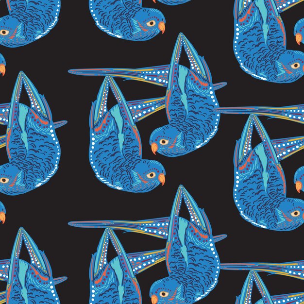 Vibrant Blue Anglerfish Pattern on Black Background | Jiffy Designs