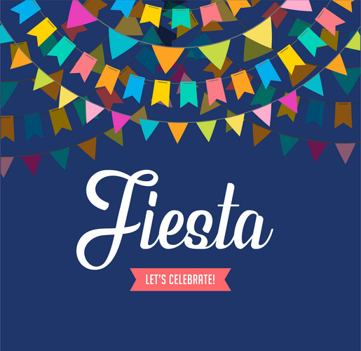 Fiesta Poster Design With Flags, Decorations And Promotion Banner ...