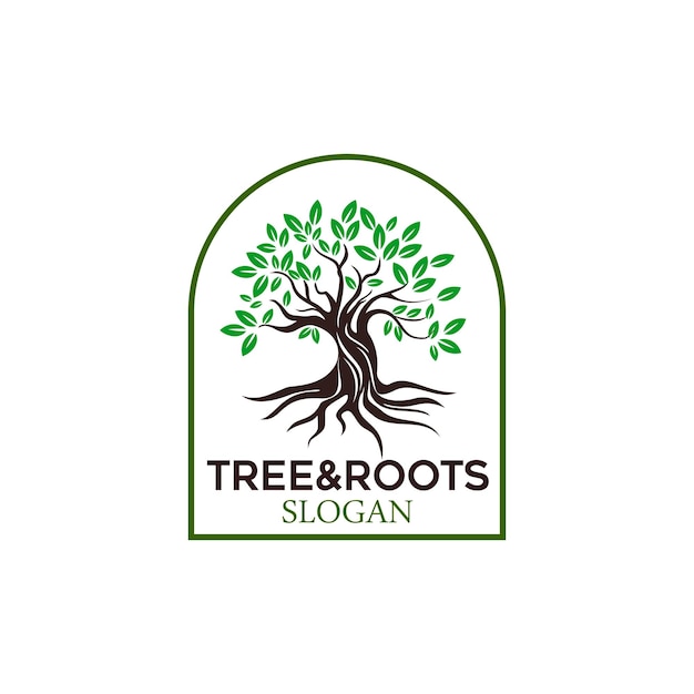 Stylized Tree with Roots and Leaves Logo Design | Jiffy Designs