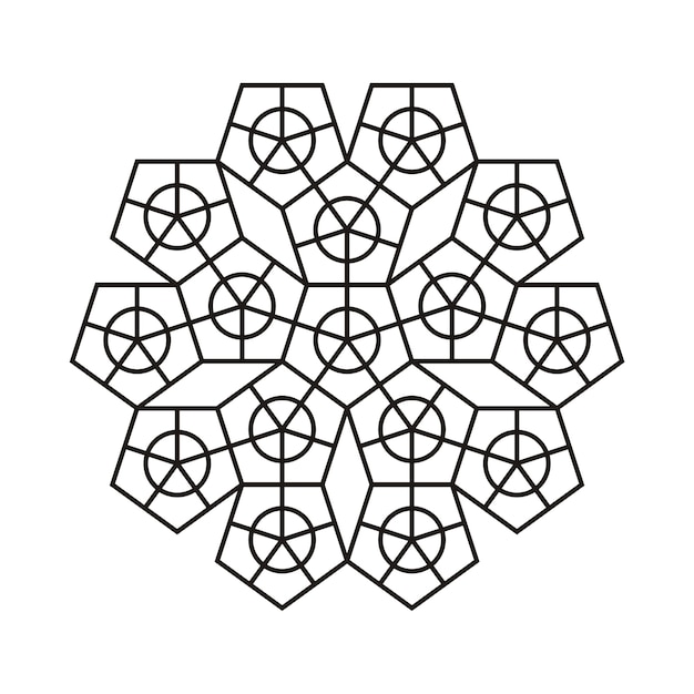 Geometric Pattern with Interconnected Pentagonal Shapes in Black and ...