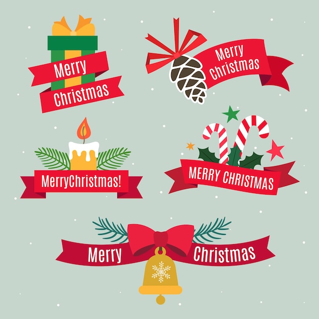 Vibrant Christmas Emblems with Festive Ribbons and Symbols | Jiffy Designs