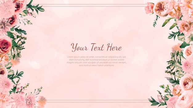 Elegant Floral Frame with Soft Pink Roses and Peonies | Jiffy Designs