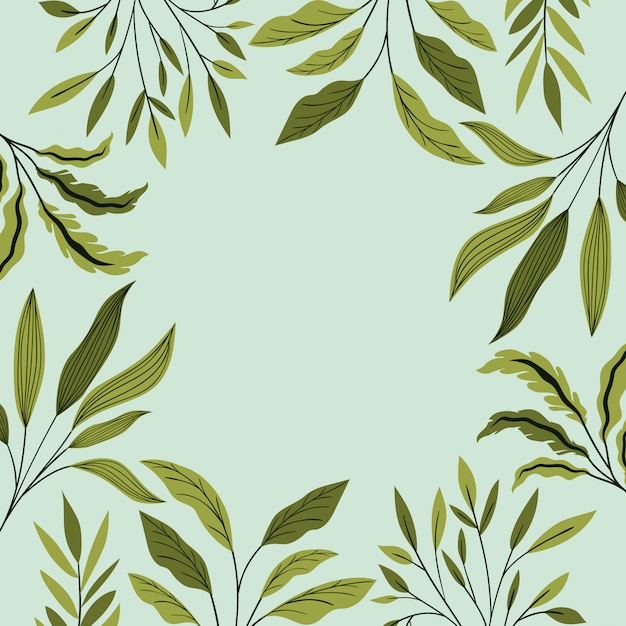 Elegant botanical frame with olive green leaves and branches | Jiffy ...