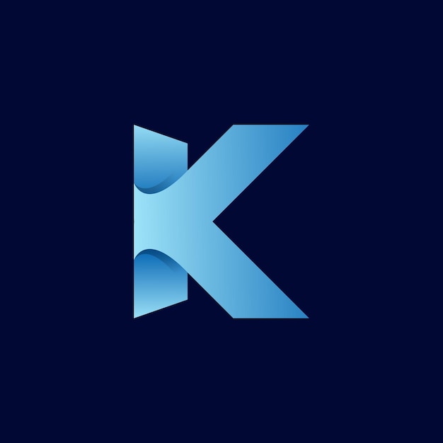 Vibrant Gradient 'K' Symbol on Midnight Blue Background | Jiffy Designs
