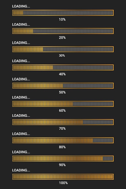 Diverse Collection of Loading Progress Bars in Warm Tones | Jiffy Designs