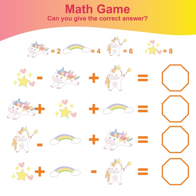 Colorful Math Game with Whimsical Unicorn Illustrations | Jiffy Designs