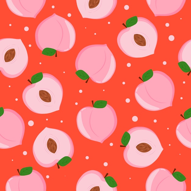 Vibrant Peach Delight: A Playful Fruit Pattern | Jiffy Designs