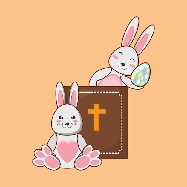 Adorable Easter Bunnies with Religious Symbol | Jiffy Designs