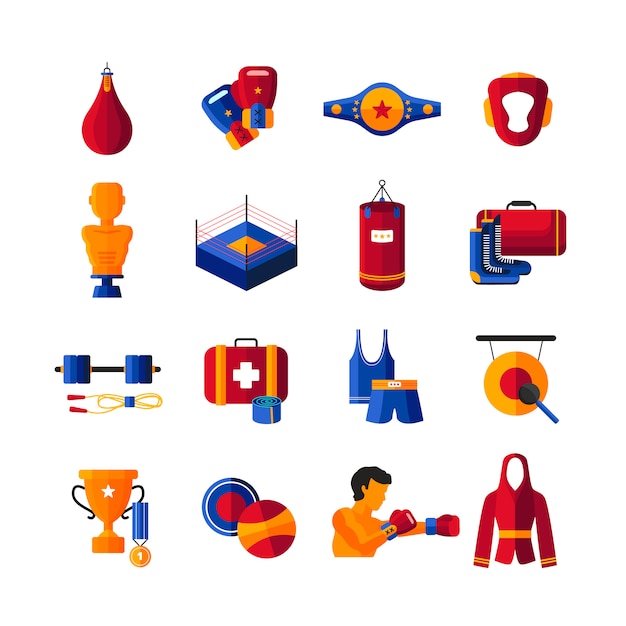 Diverse Collection of Vibrant Boxing and Fitness Icons | Jiffy Designs