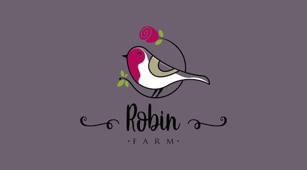Stylized Robin Bird Logo with Cursive Text | Jiffy Designs