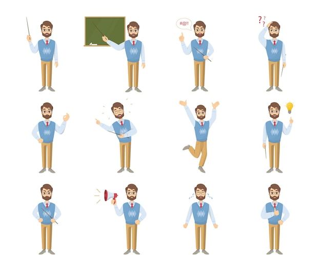 Diverse Cartoon Man in Various Poses and Expressions | Jiffy Designs