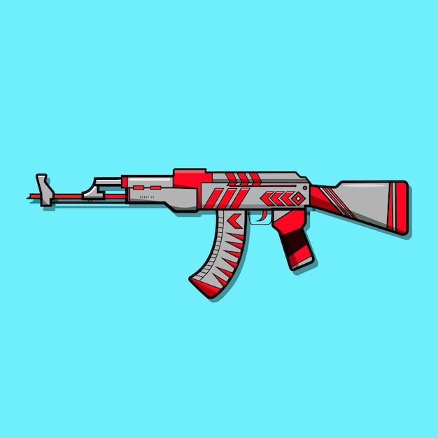 Sleek and Powerful Assault Rifle in Bold Red Hues | Jiffy Designs