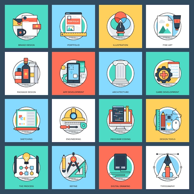 Diverse Collection of Vibrant Graphic Design Elements and Icons | Jiffy ...