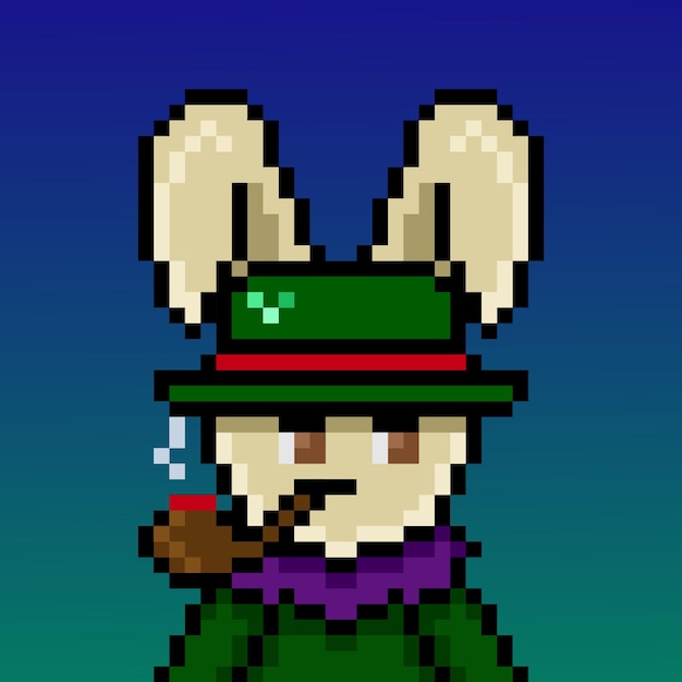 Whimsical Pixel Rabbit in Festive Attire | Jiffy Designs