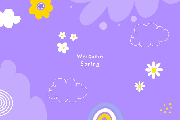Vibrant Spring Scene with Clouds, Flowers, and Rainbow | Jiffy Designs