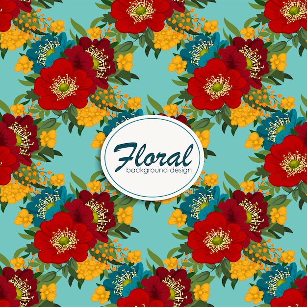 Vibrant Floral Pattern with Bold Red Blooms and Lush Foliage | Jiffy ...