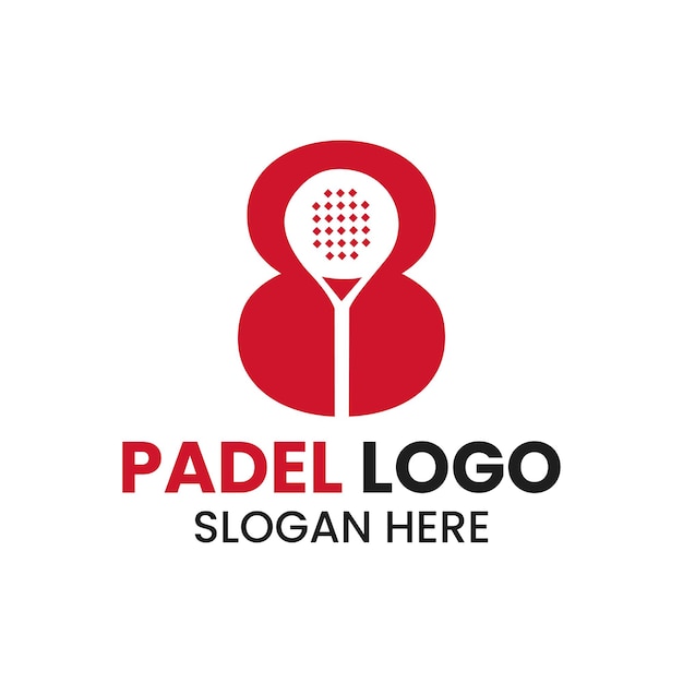 Vibrant Red Padel Racket Logo with Stylized Design | Jiffy Designs