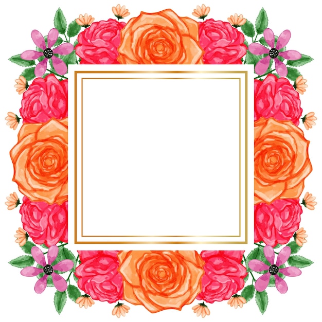 Vibrant Floral Frame with Roses and Greenery | Jiffy Designs