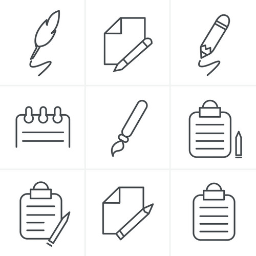 Line Icons Style Writing Icons | Jiffy Designs