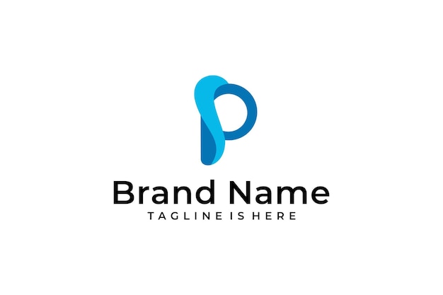 Vibrant Blue Letter P Logo with Flowing Curves | Jiffy Designs