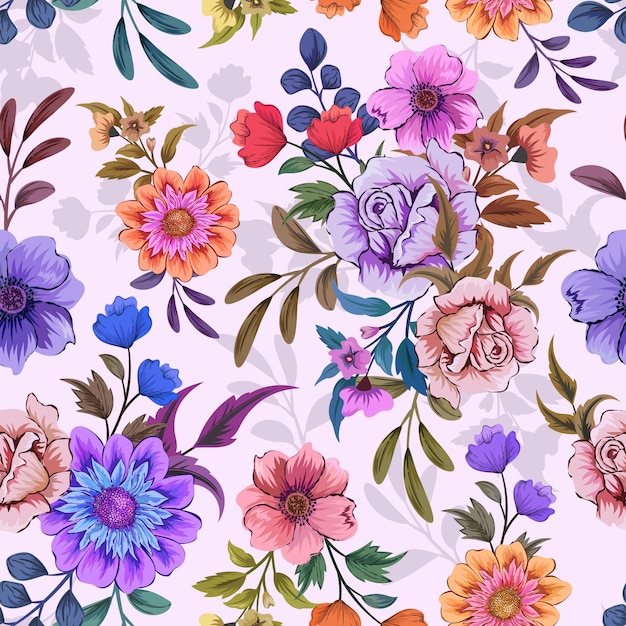 Vibrant Floral Pattern with Blooming Flowers and Leaves | Jiffy Designs