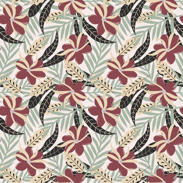 Vibrant Floral Pattern with Leaves and Feathers | Jiffy Designs