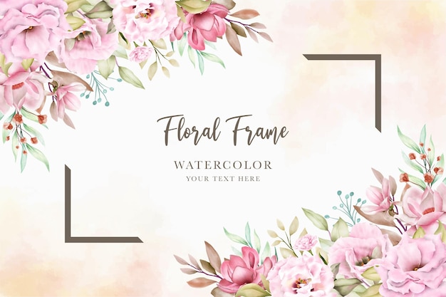 Delicate Watercolor Floral Frame with Pink Peonies and Greenery | Jiffy ...