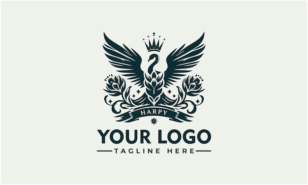 Majestic Winged Emblem with Flourishing Floral Accents | Jiffy Designs