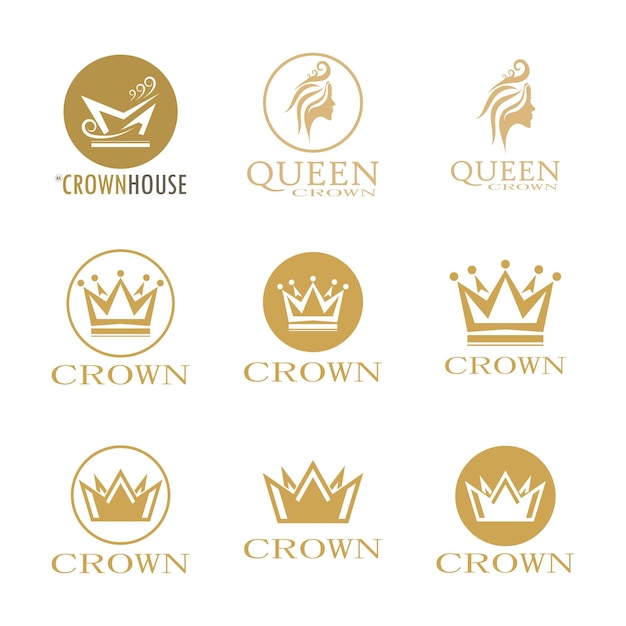Elegant Golden Crown Emblem Designs for Regal Branding | Jiffy Designs
