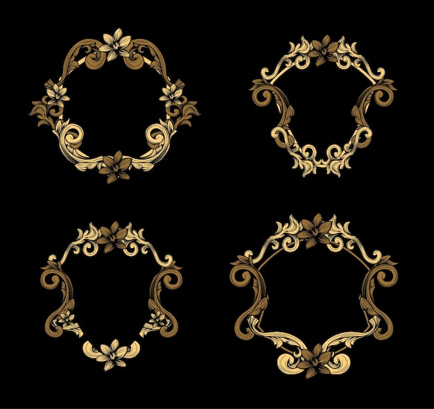 Elegant golden floral wreaths with intricate swirling designs | Jiffy ...