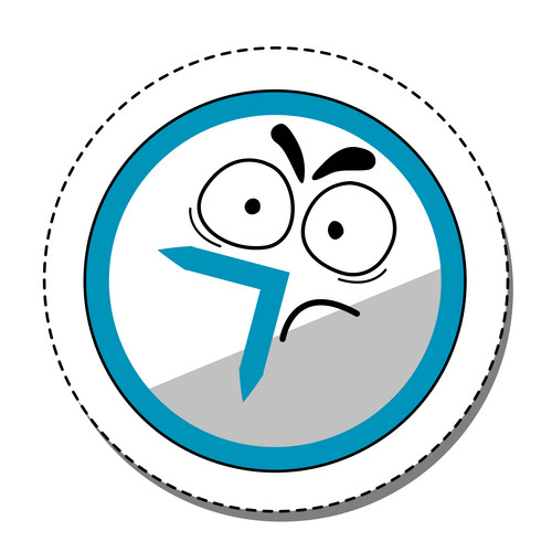 Dissatisfied Cartoon Clock Sticker. Office And School Supplies Vector ...
