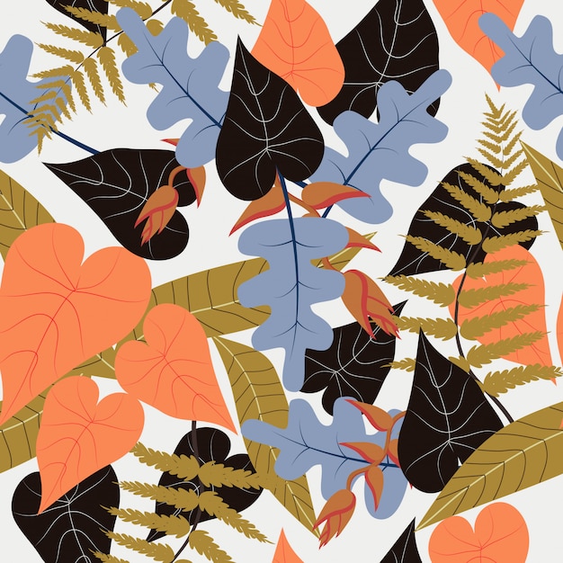 Vibrant Tropical Leaf Pattern with Warm and Cool Colors | Jiffy Designs
