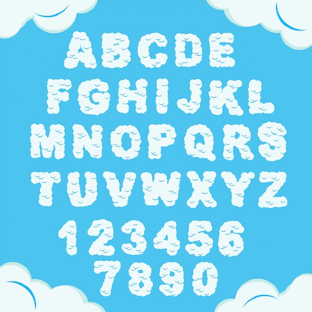 Whimsical Cloud Alphabet and Numbers on Sky Blue | Jiffy Designs
