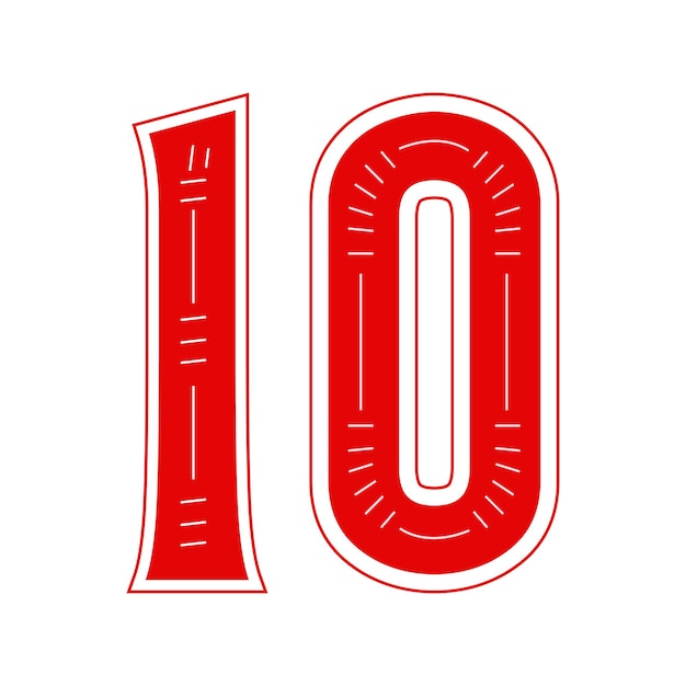Vibrant Red Numerals with Bold Striped Design | Jiffy Designs