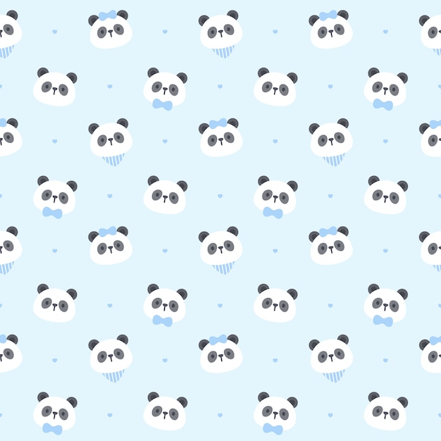 Adorable Panda Face Pattern on Soft Blue Background | Jiffy Designs