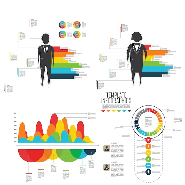 Vibrant Infographic Templates with Diverse Silhouettes and Data ...