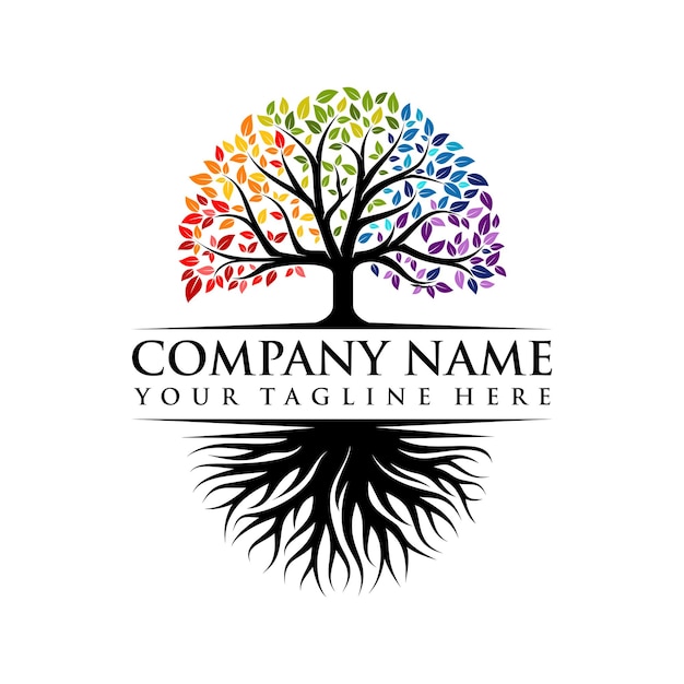 Vibrant Seasonal Tree with Colorful Foliage and Roots | Jiffy Designs