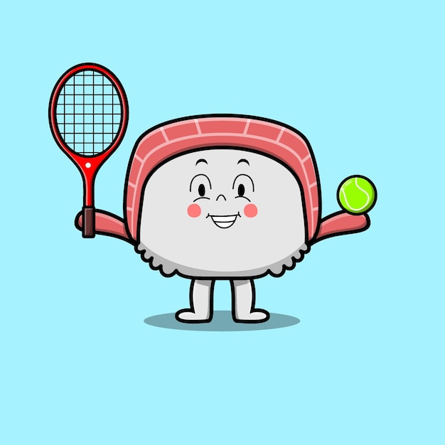 Cheerful Tennis Ball Character with Racket | Jiffy Designs